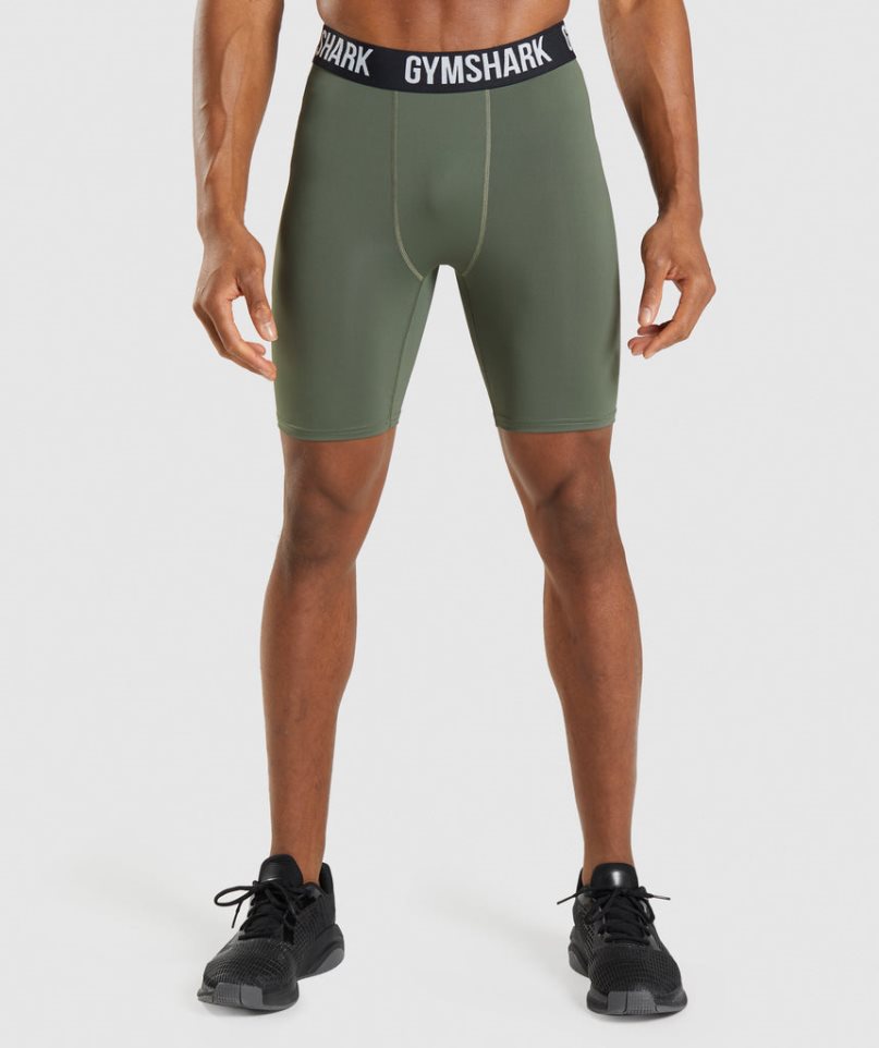 Men\'s Gymshark Element Baselayer Shorts Olive | CA 150D76